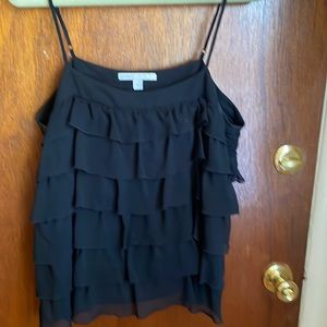 Old Navy ruffled their tank top w adjustable straps  XL BLACK EUC